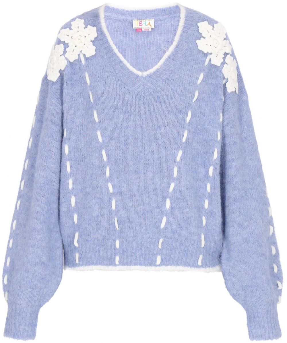 IZIA Oversize sveter  svetlomodrá / šedobiela