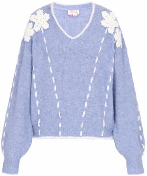 IZIA Oversize sveter  svetlomodrá / šedobiela