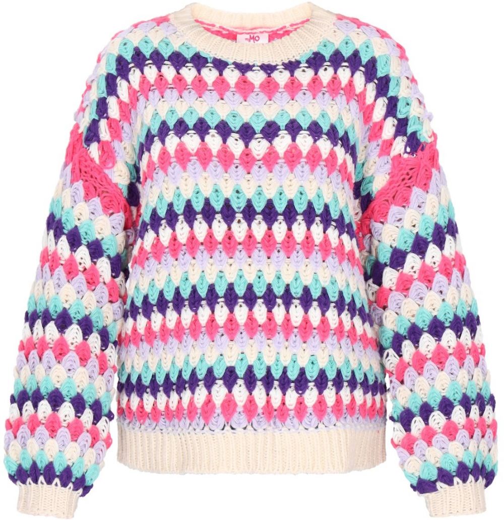 MYMO Sveter  tyrkysová / levanduľová / pitaya / biela ako vlna