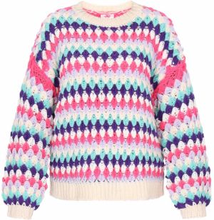 MYMO Sveter  tyrkysová / levanduľová / pitaya / biela ako vlna