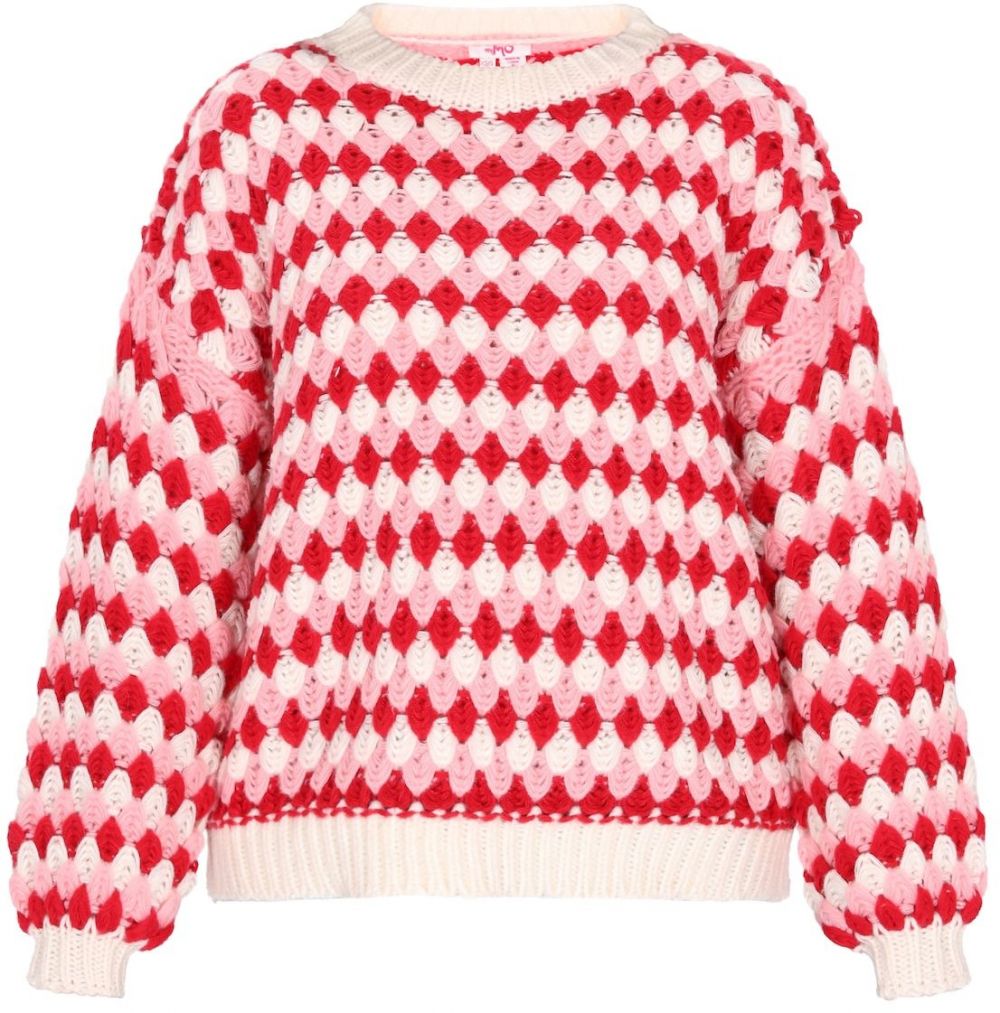 MYMO Sveter  ružová / červená / biela ako vlna