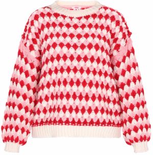 MYMO Sveter  ružová / červená / biela ako vlna
