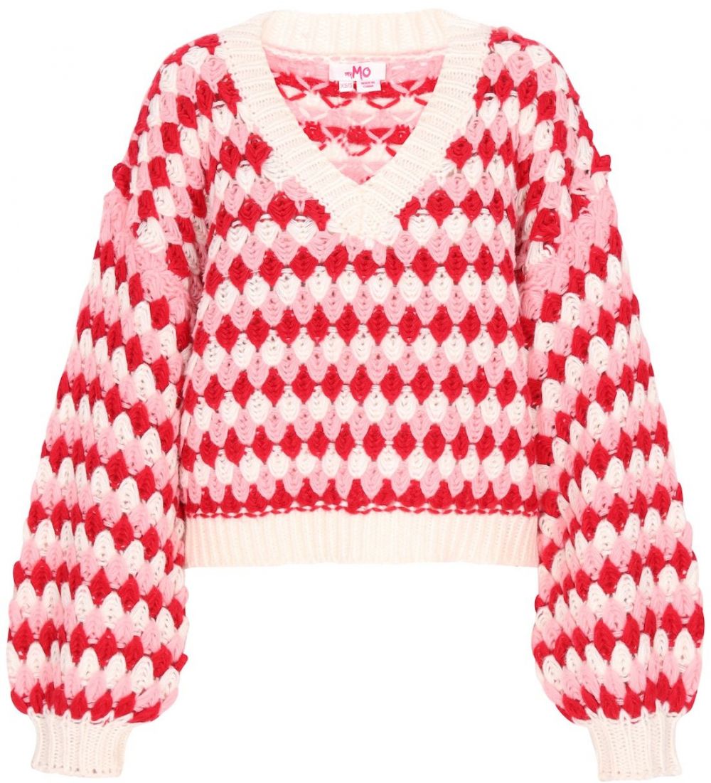 MYMO Oversize sveter 'Young Fashion'  červená / biela