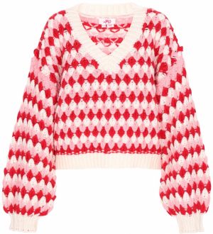 MYMO Oversize sveter 'Young Fashion'  červená / biela