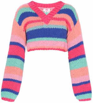 MYMO Sveter  námornícka modrá / mätová / marhuľová / malinová