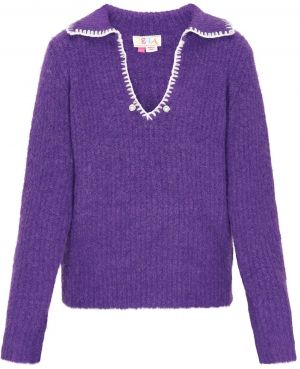 IZIA Oversize sveter  tmavofialová / biela