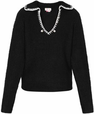 IZIA Oversize sveter  čierna / biela / perlovo biela