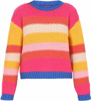 MYMO Sveter  béžová / modrá / ružová / červená