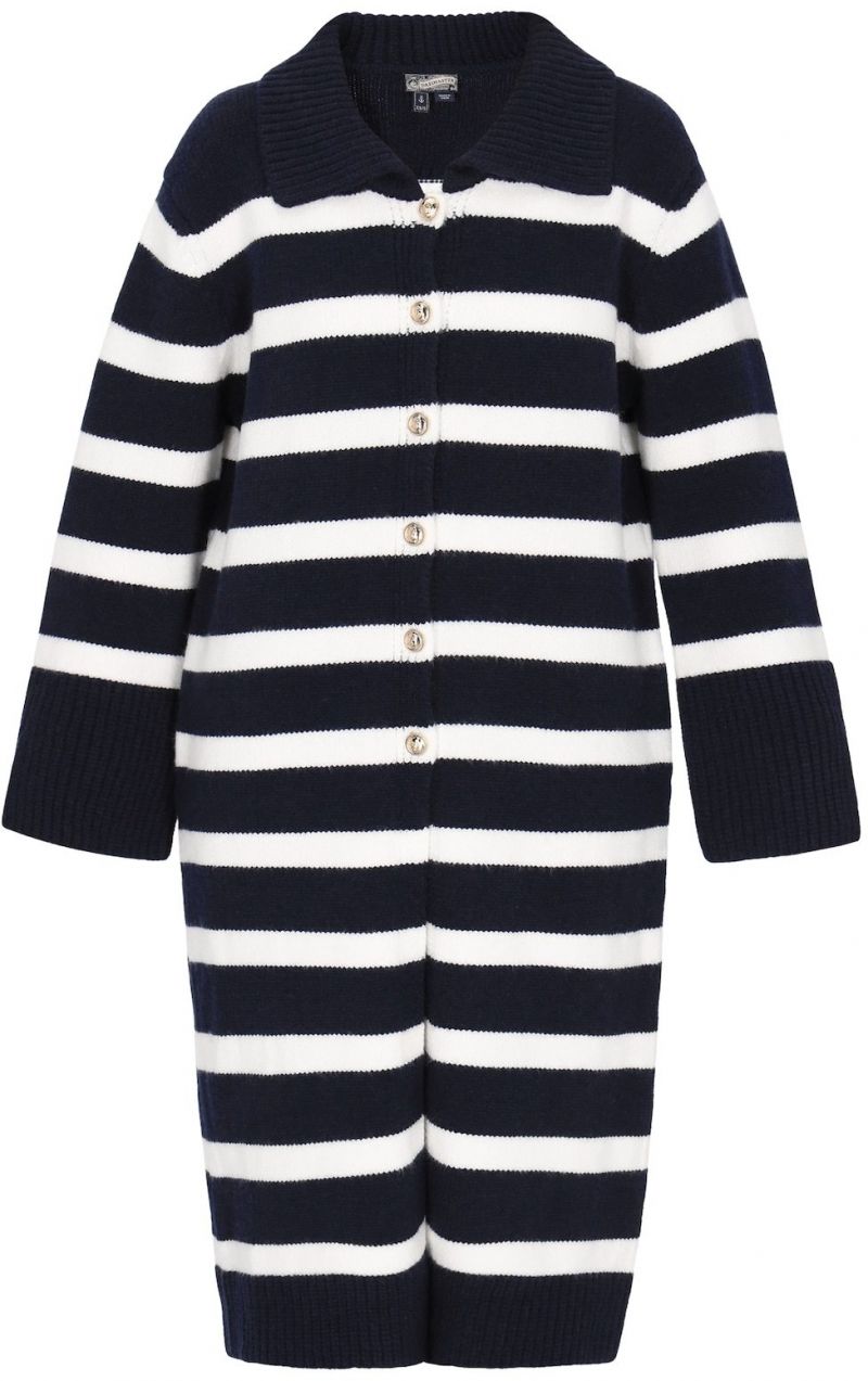 DreiMaster Maritim Pletený kabát  námornícka modrá / biela