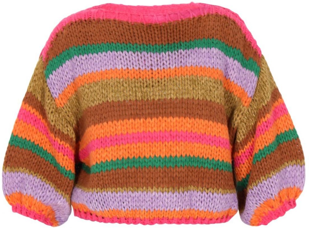 MYMO Oversize sveter  hnedá / zelená / oranžová / ružová