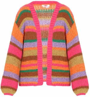 MYMO Kardigán  hnedá / zelená / oranžová / fuksia