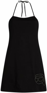 Karl Lagerfeld Plážové šaty 'IKON RHINESTONE '  čierna