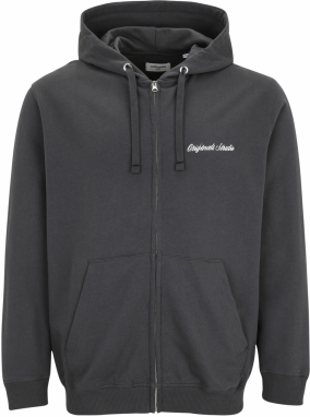 Jack & Jones Plus Tepláková bunda 'JORNORREBRO'  čadičová / biela