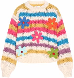 IZIA Oversize sveter  azúrová / šafránová / malinová / biela ako vlna