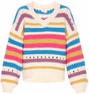 IZIA Oversize sveter  azúrová / svetlofialová / malinová / biela ako vlna