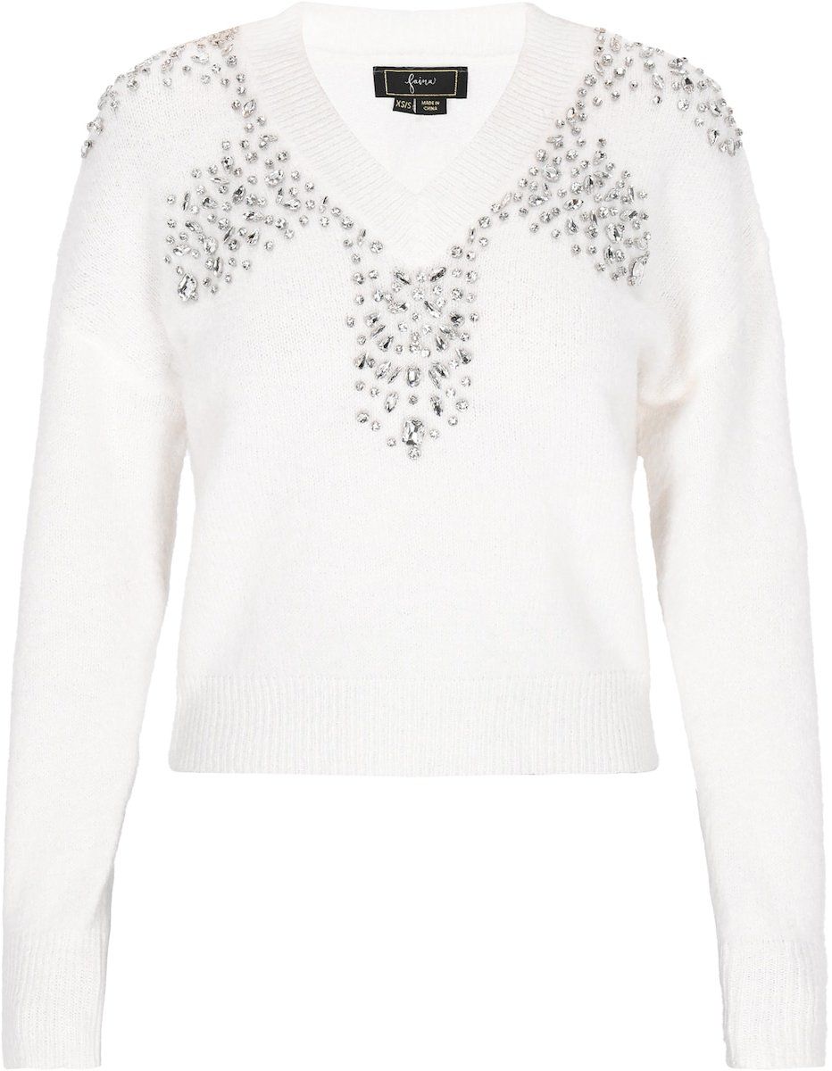 faina Sveter 'Fashion Look'  priehľadná / šedobiela