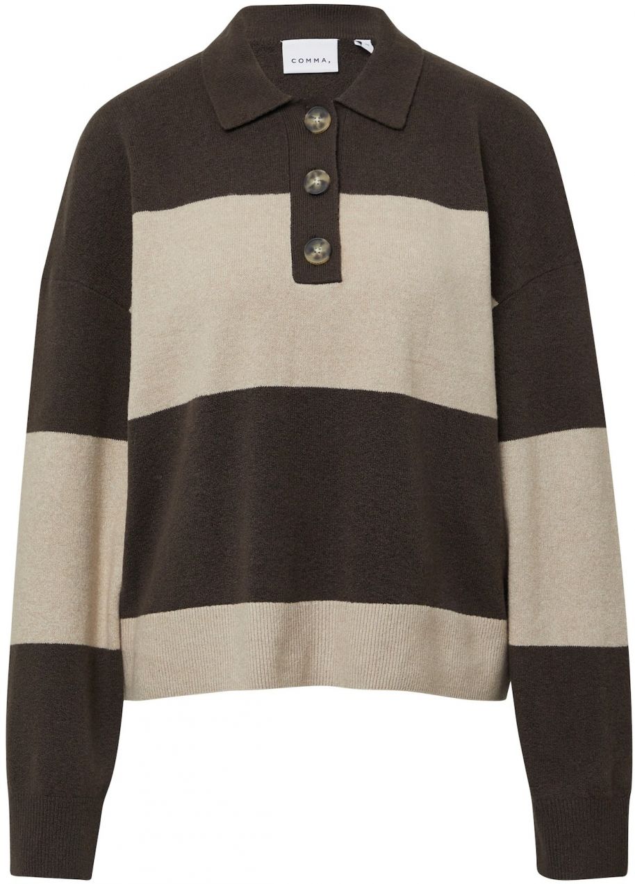 COMMA Sveter  béžová / tmavohnedá