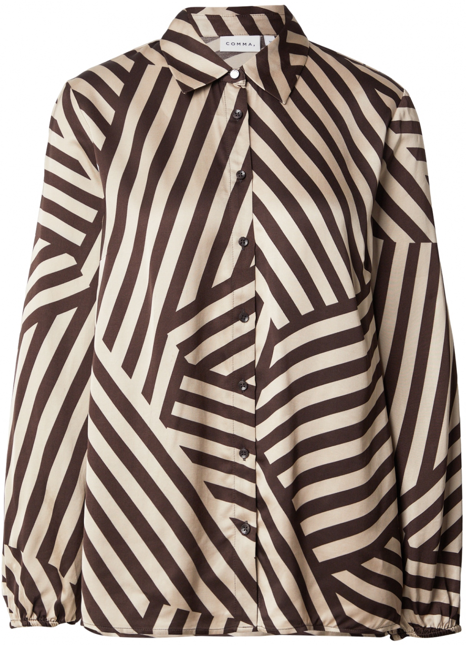 COMMA Blúzka  béžová / tmavohnedá