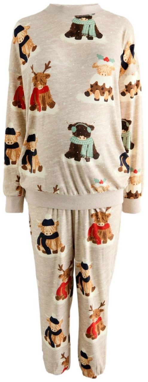 Next Pyžamo  béžová / hnedá / červená / biela