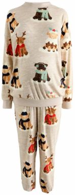 Next Pyžamo  béžová / hnedá / červená / biela