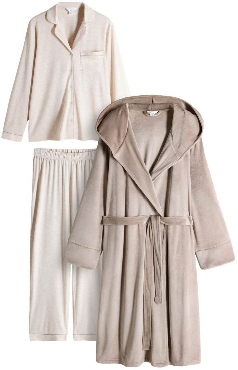 The Set Pyžamo  nebielená / tmavobéžová