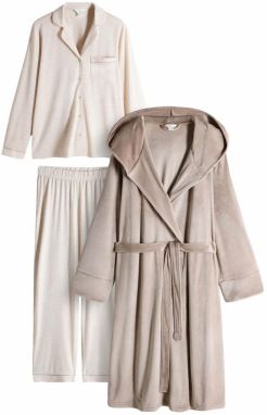 The Set Pyžamo  nebielená / tmavobéžová