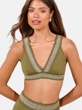 Lipsy Bikinový top  zelená / biela