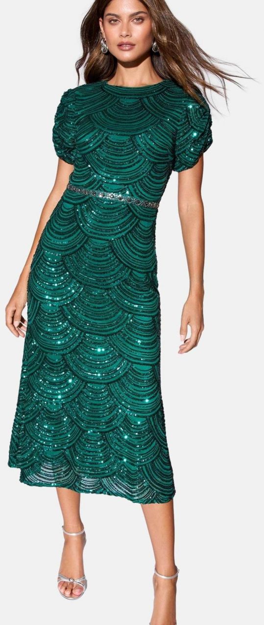 Lipsy Kokteilové šaty  smaragdová