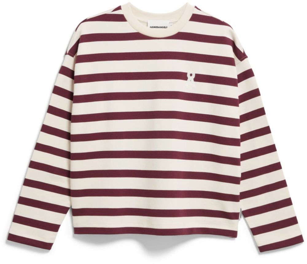 ARMEDANGELS Mikina 'FRANKAA'  rubínová / biela