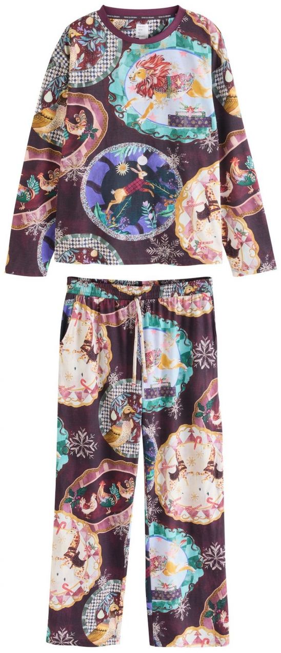 Next Pyžamo  modrá / fialová / farba lesného ovocia / biela