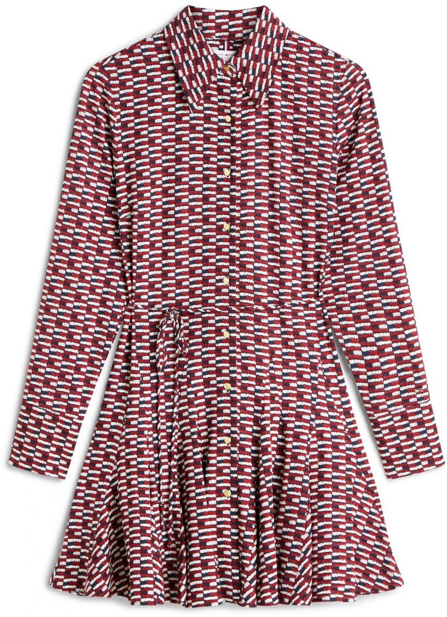 TOMMY HILFIGER Košeľové šaty  modrá / červená / biela