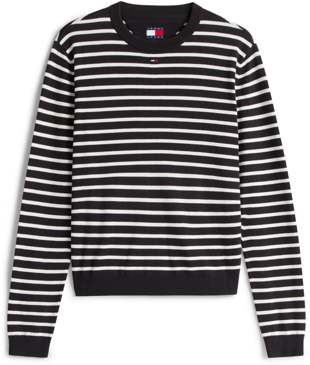 Tommy Jeans Sveter 'Essential'  čierna / biela