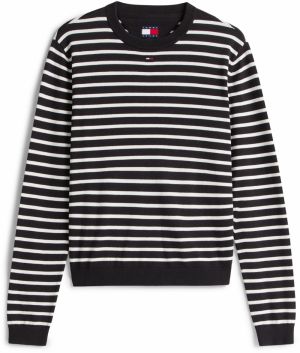 Tommy Jeans Sveter 'Essential'  čierna / biela