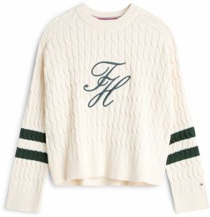 TOMMY HILFIGER Sveter  svetlobéžová / smaragdová