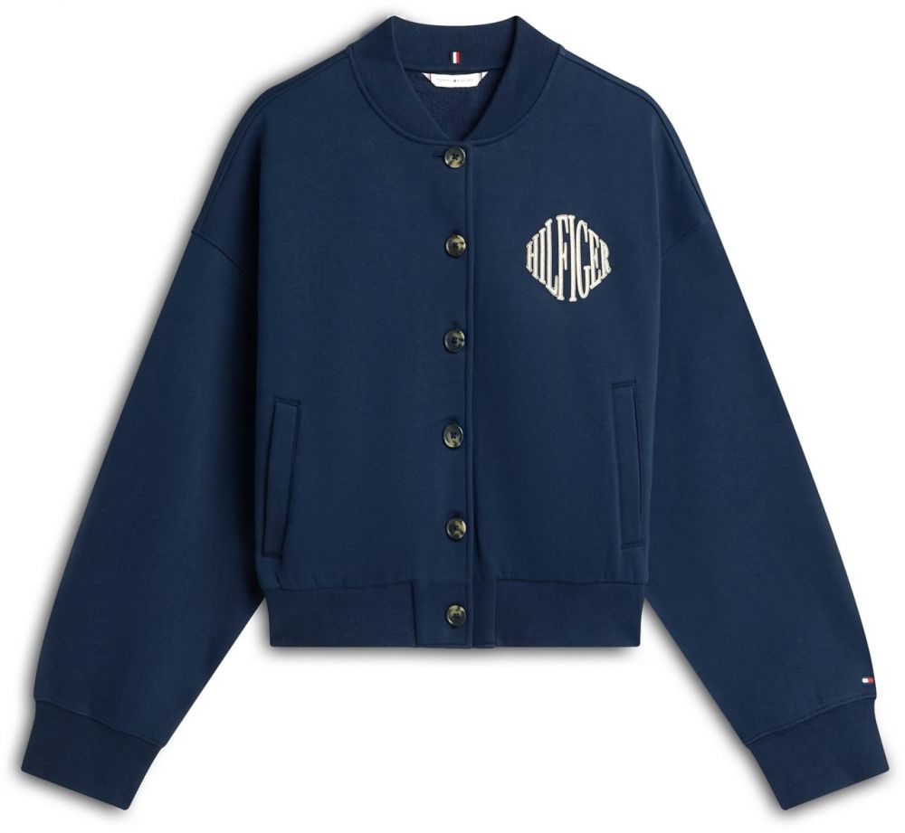 TOMMY HILFIGER Tepláková bunda 'Varsity'  krémová / námornícka modrá / červená / biela