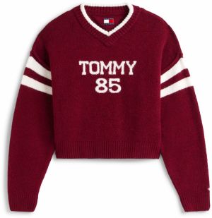 Tommy Jeans Sveter '85'  bordová / biela