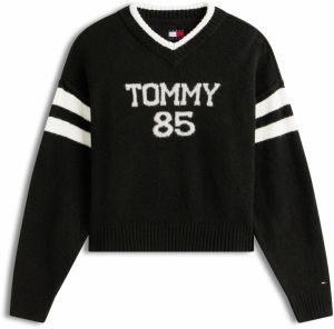 Tommy Jeans Sveter '85'  čierna / biela