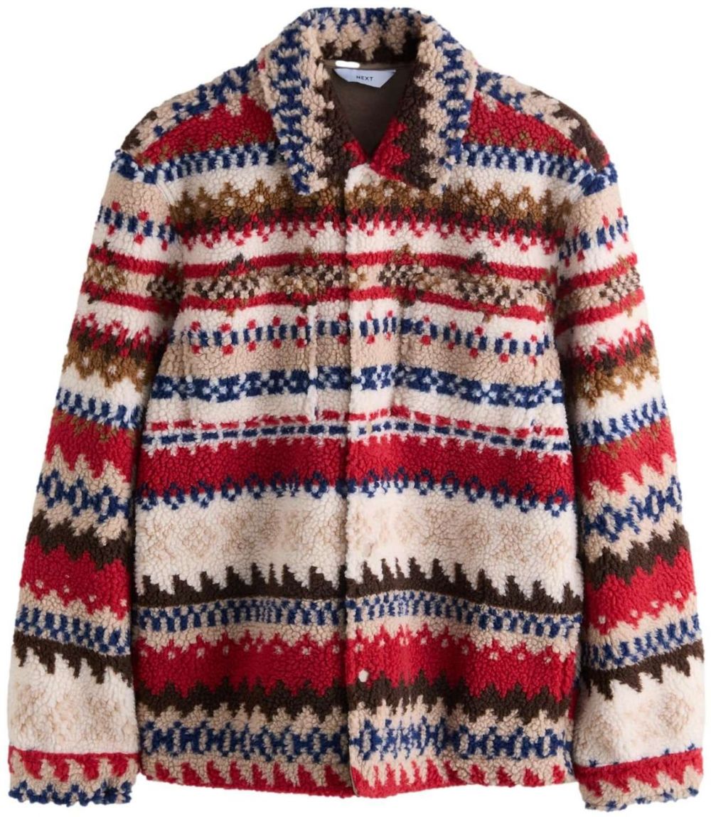 Next Flisová bunda  béžová / červená / čierna / prírodná biela