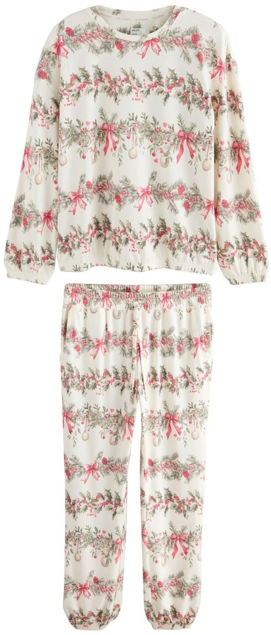 Next Pyžamo  tmavošedá / zelená / červená / šedobiela