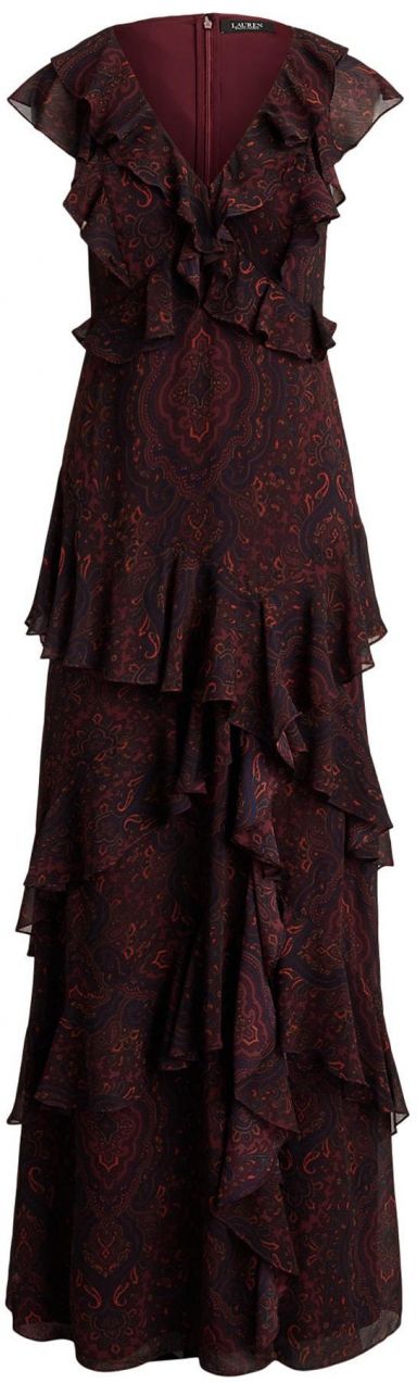 Lauren Ralph Lauren Večerné šaty  námornícka modrá / hnedá / červená