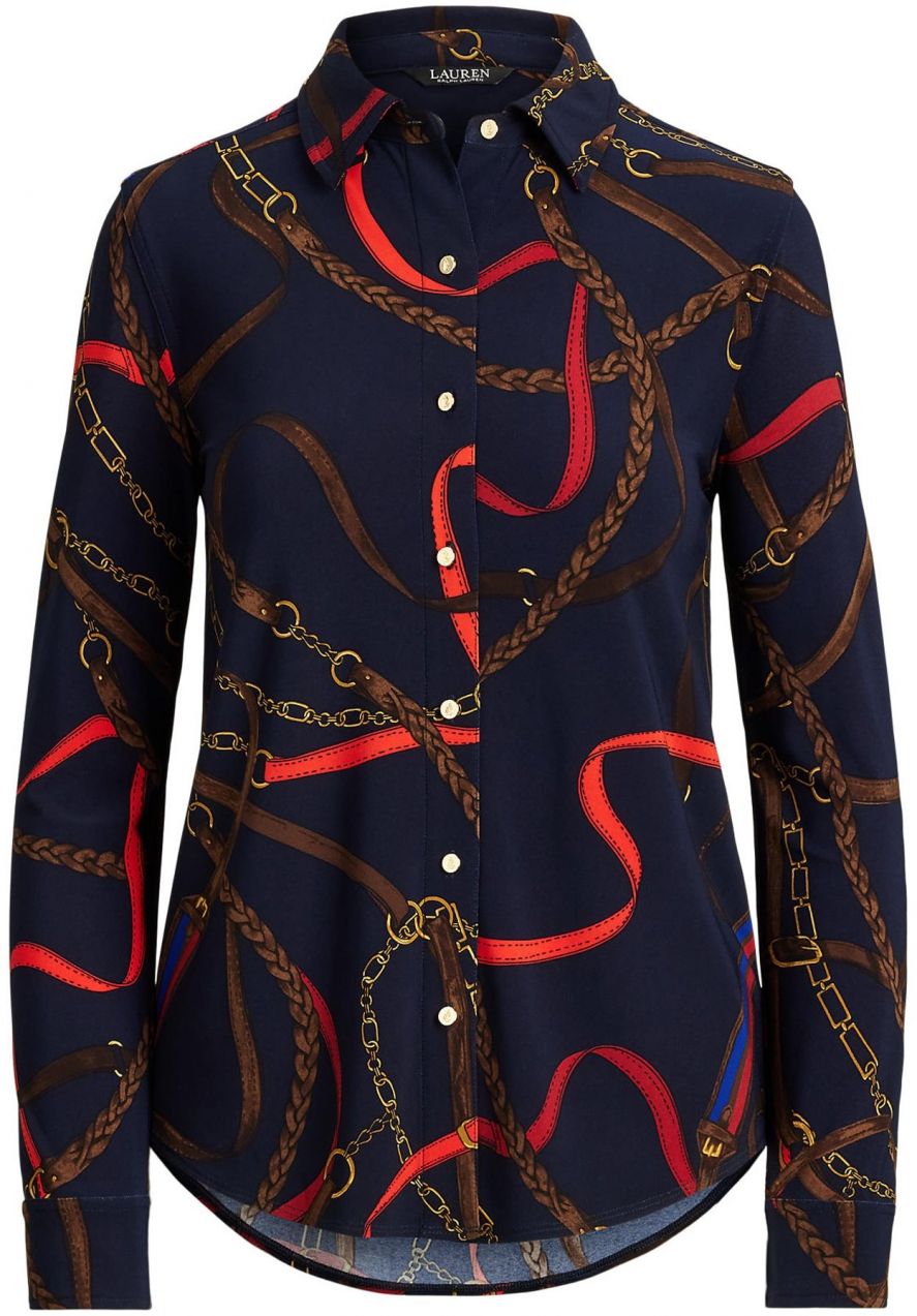 Lauren Ralph Lauren Blúzka 'CLASSIC'  modrá / námornícka modrá / hnedá / svetločervená