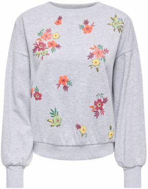 ONLY Mikina 'ONLBROOKE'  svetlosivá / trávovo zelená / oranžová / pitaya