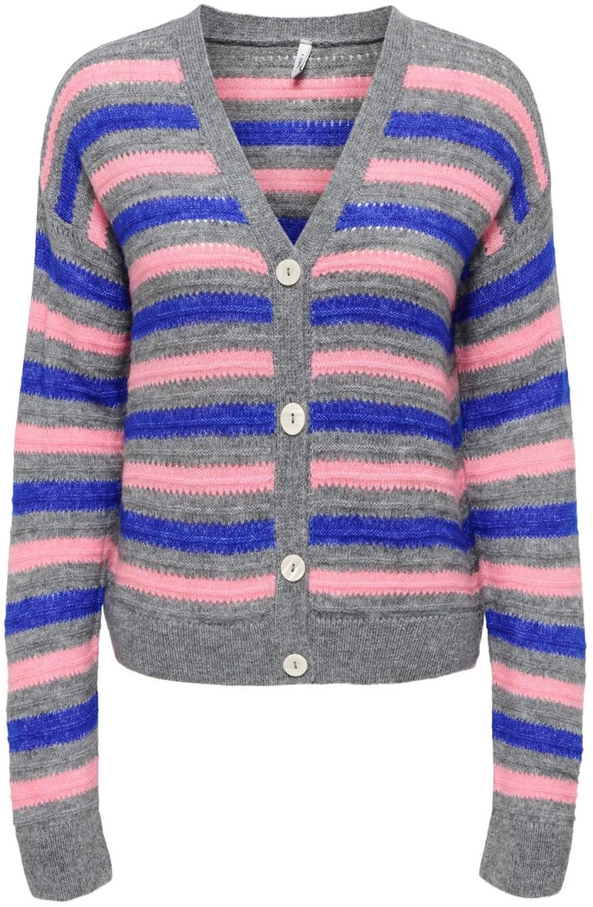 ONLY Kardigán 'ONLPoppy'  tmavomodrá / sivá melírovaná / ružová