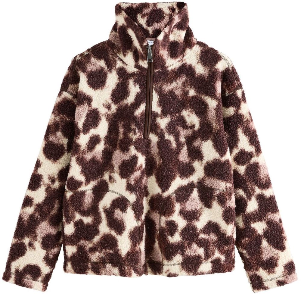 Next Flisová bunda  krémová / čokoládová / s ružovými fľakmi