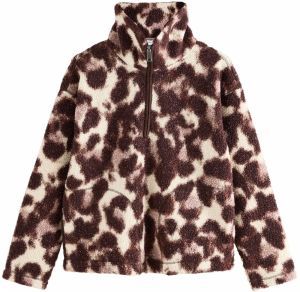 Next Flisová bunda  krémová / čokoládová / s ružovými fľakmi