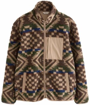 Next Flisová bunda  modrá / hnedá / svetlohnedá / zelená