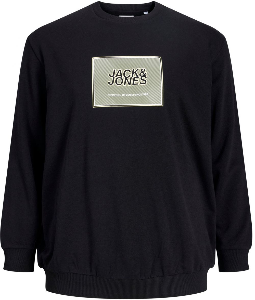 Jack & Jones Plus Mikina 'JJRain'  krémová / čierna / biela