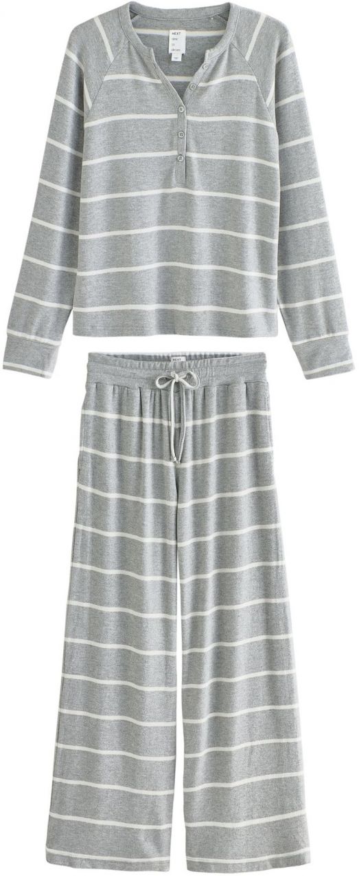 Next Pyžamo  sivá melírovaná / biela