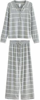 Next Pyžamo  sivá melírovaná / biela