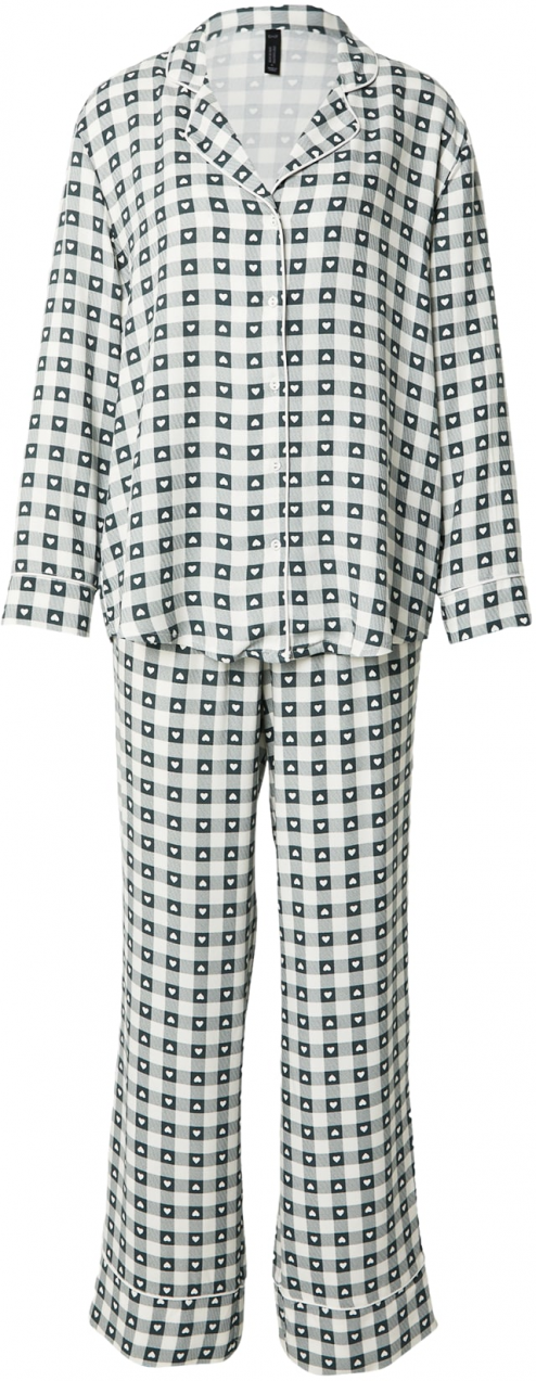 Hunkemöller Pyžamo  tmavozelená / biela